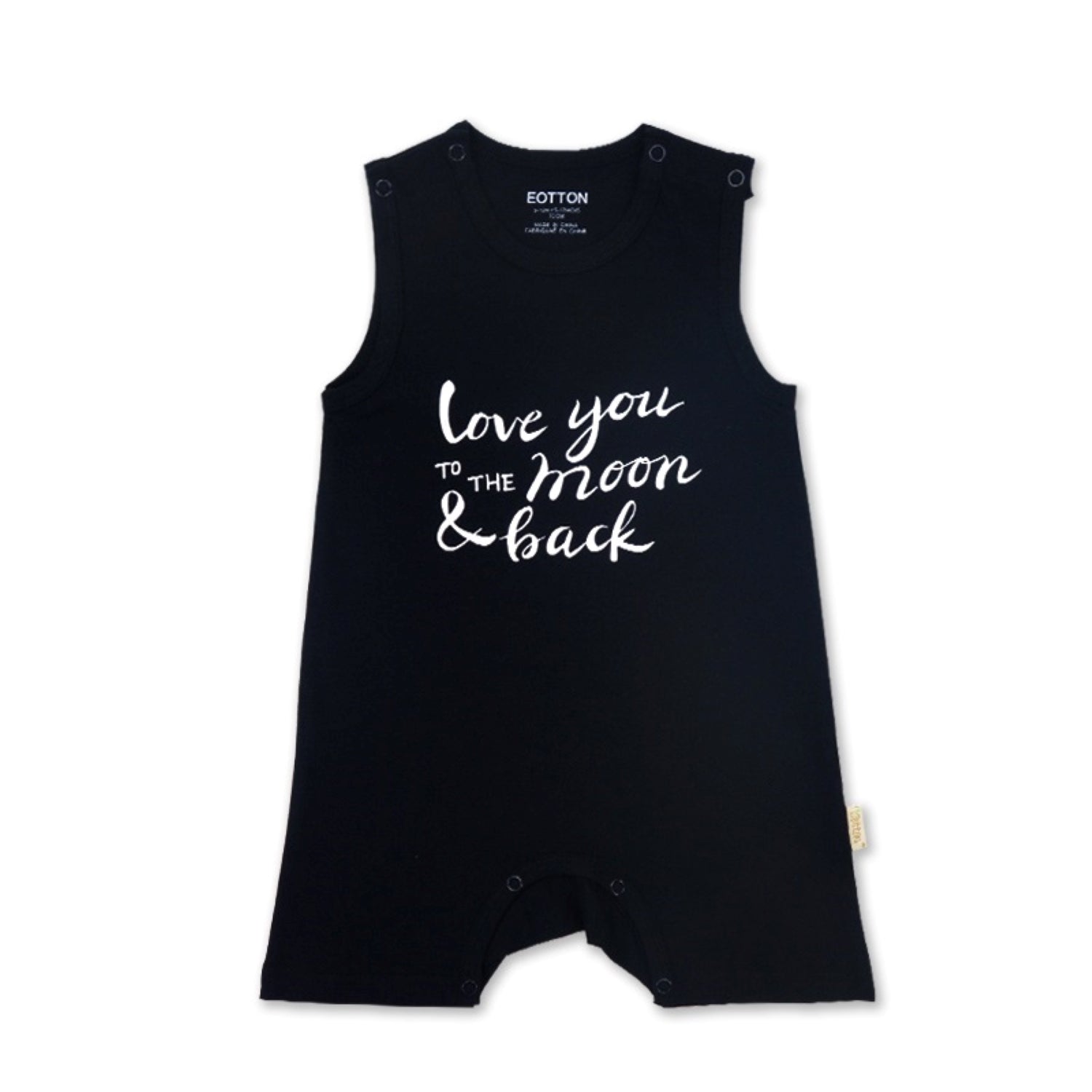 Love you to the moon and back - Black color baby tank romper