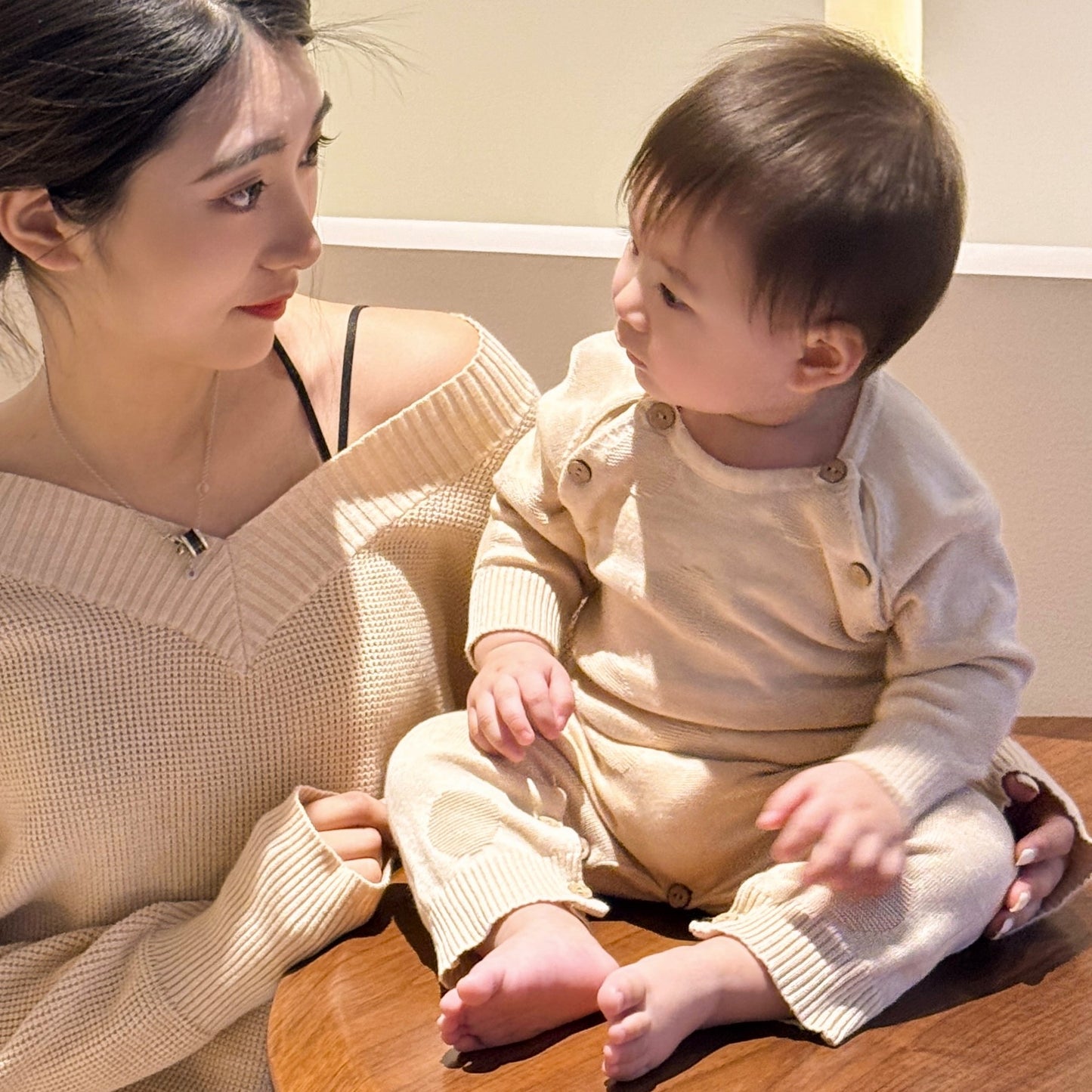 Organic baby footless romper and super light-weight knitted jumpsuit with jacquard dots | Eotton Canada