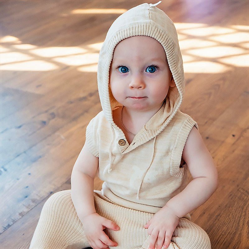 Organic Cotton Baby Pullover Hooded Vest Knitted Sweater Outfit Newborn Cardigan - EottonCanada
