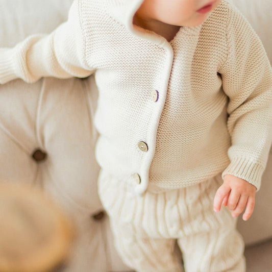 Organic Cable Knit Baby Cardigan and Pant Sets