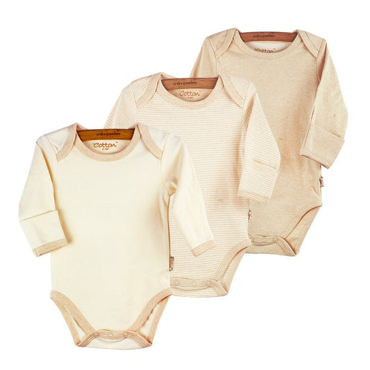 3pk Affordable Organic Baby Long Sleeve Bodysuits