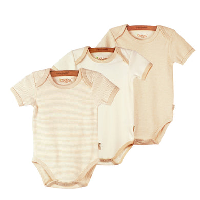 Affordable Organic Cotton Baby Short Sleeve Bodysuits | 3pcs Set - EottonCanada