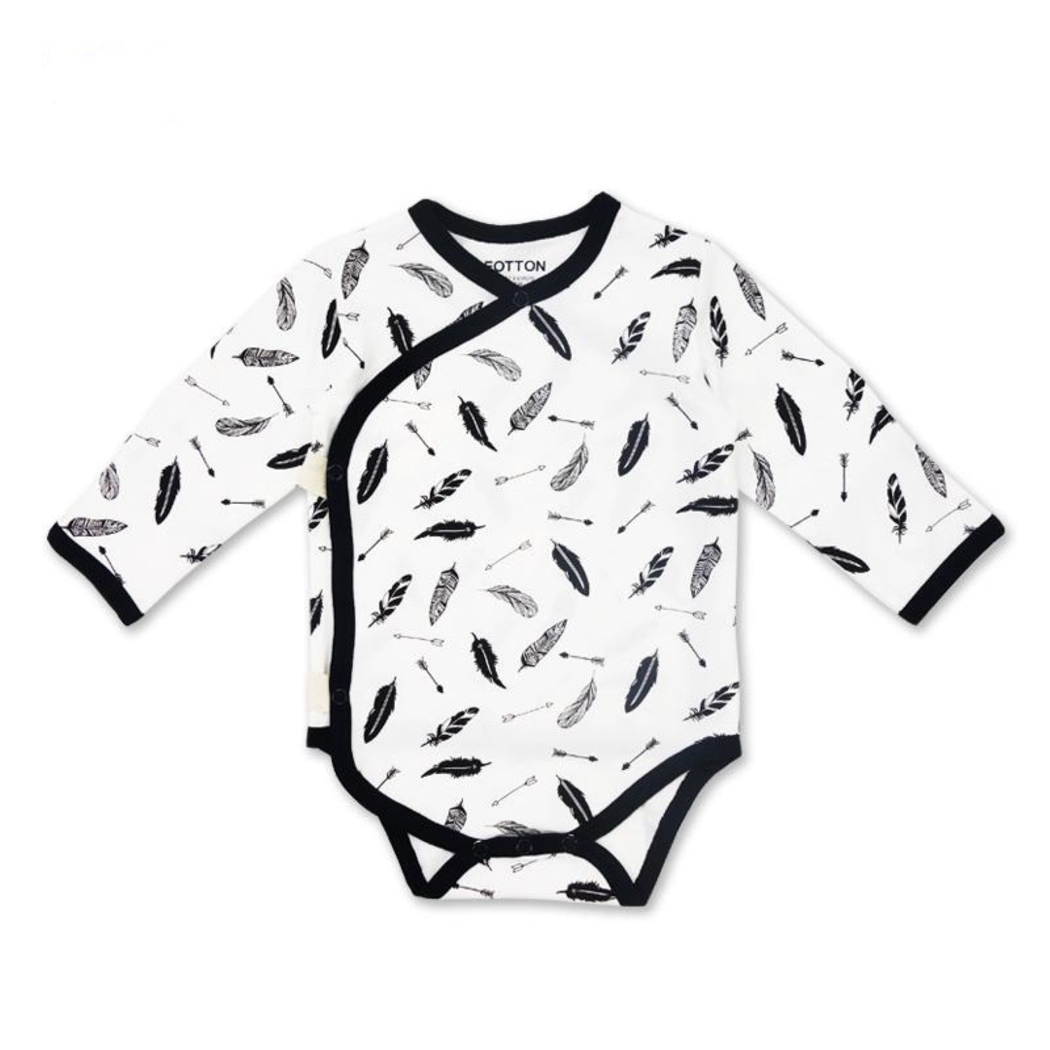 Organic Baby Long Sleeve Kimono Onesies - Black & White | Eotton Canada