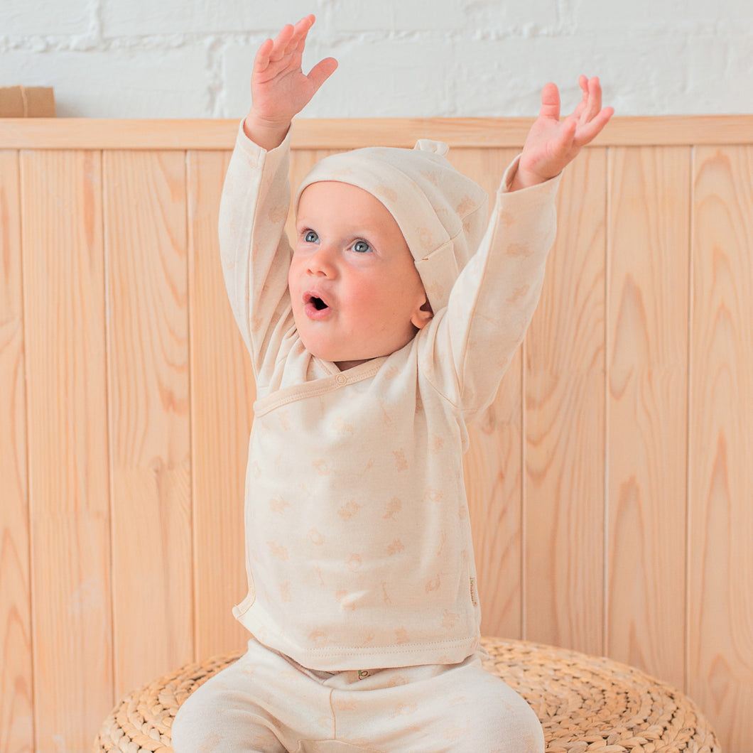 Newborn Clothes Set Unisex | Kimono & Footie Pant & Baby Hat - EottonCanada