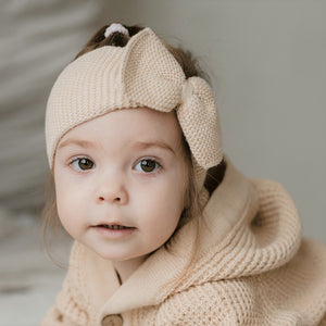 Cable Knit Organic Baby Head Bow | Baby Head Band  - EottonCanada