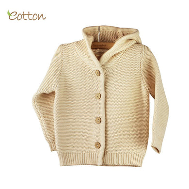 Organic Baby Hoodie Cardigan | Knit Baby Sweater Jacket, front - Eottoncanada