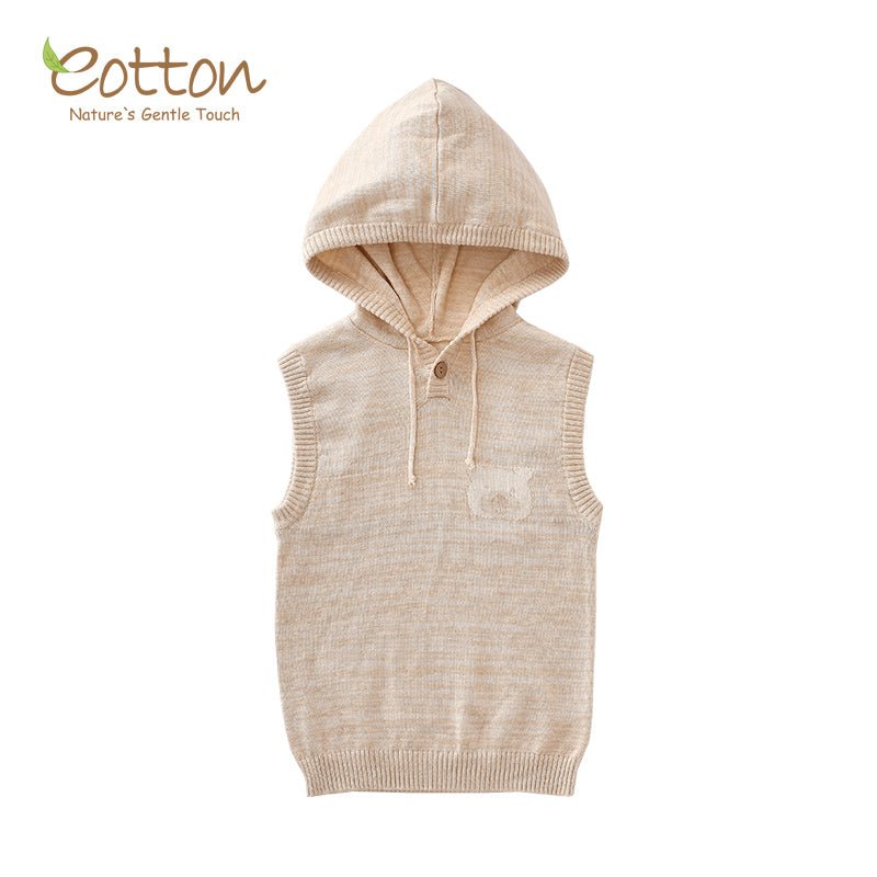 Organic Cable Knit Baby Sweater Vest with Hood - Four Seasons Stylish Knitwear - EottonCanada