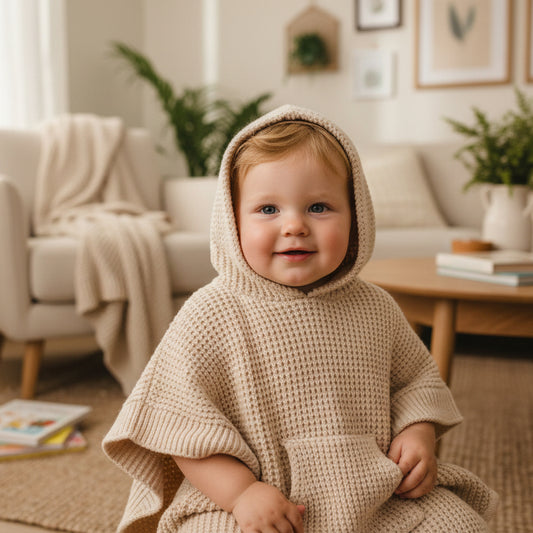 Cute baby dress Organic Nature colored cotton Knitted Cloak | Eotton Canada