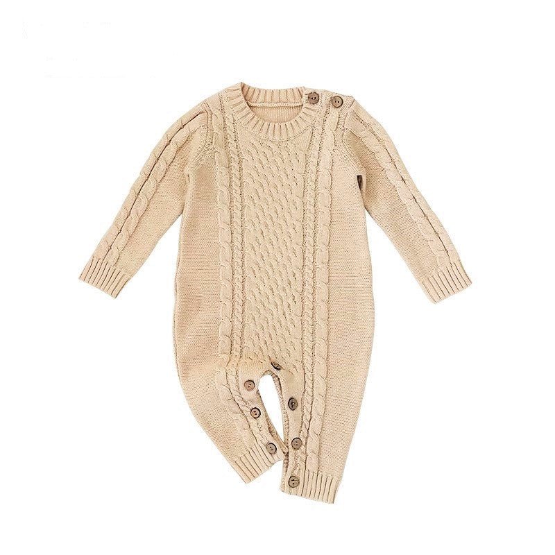 Organic Cotton Thick Knit Baby Romper | Cozy Cable Knit Sweater for Newborns - EottonCanada