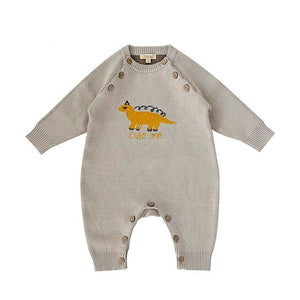 Organic Oversized Cable Knit Baby Sweater Romper - Dinosaur | Eotton Canada
