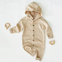 Load image into Gallery viewer, Organic Cotton Cableknit Baby Sweater | Newborn Sweater Hooded Romper - EottonCanada
