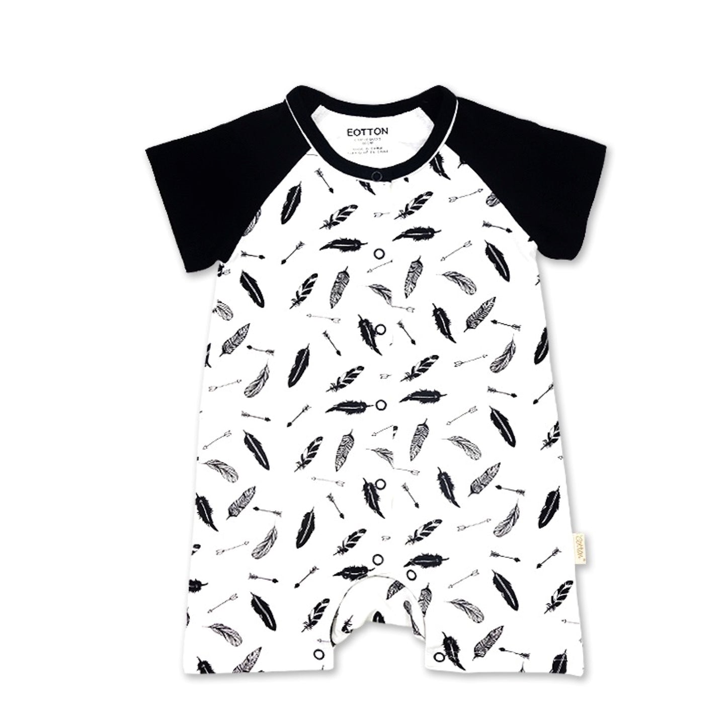 Gender Neutral Infant Clothes: Organic Short Sleeve Romper - Black & White