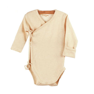 Organic Baby Kimono | Gender Neutral Long Sleeve Newborn Kimono  light brown  - EottonCanada