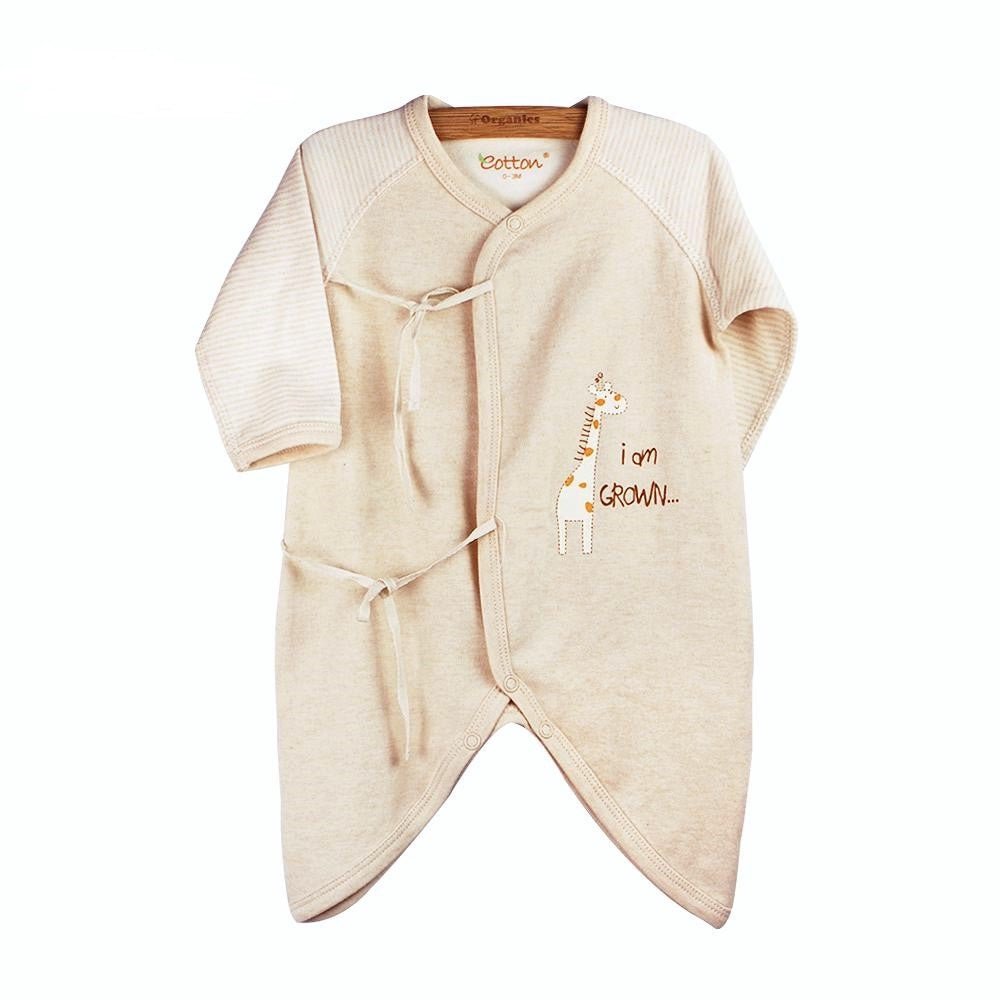 Organic Cotton Baby Romper Kimono-style with print giraffe