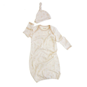 Organic Baby Clothes: Newborn Gown and Hat Set - Jacquard Jungle