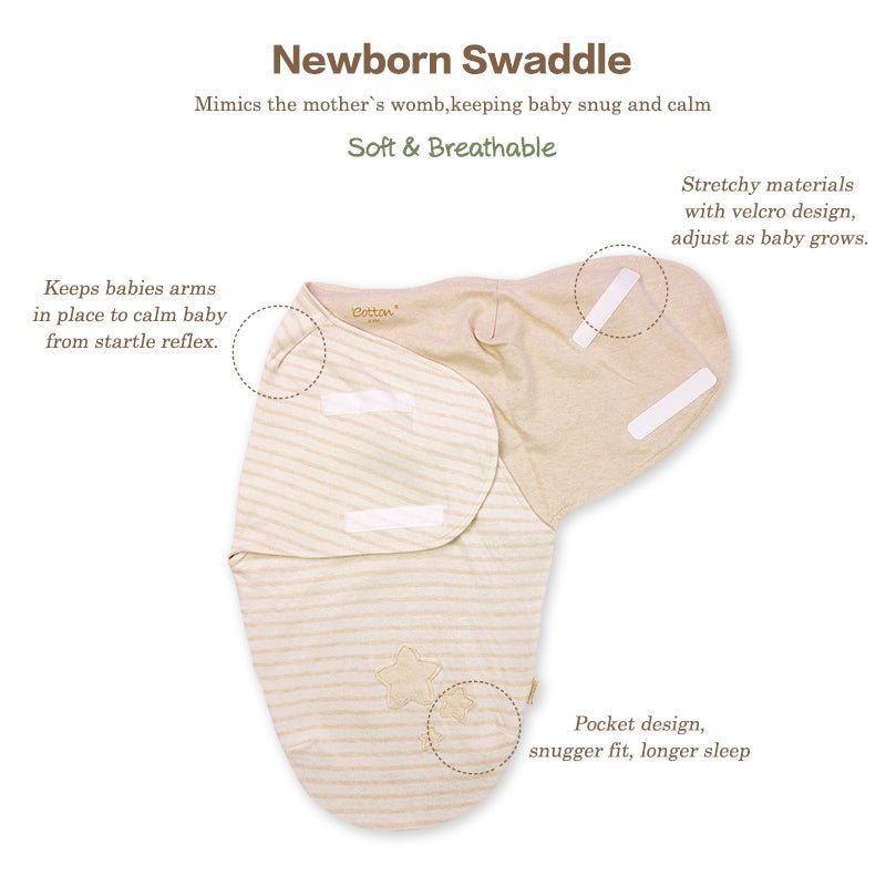 Organic Cotton Baby Swaddle Blanket, Swaddle Wrap for Newborn and Infant, Adjustable - EottonCanada