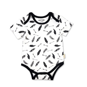 Organic Cotton Short Sleeve Baby Onesies in Black & White - EottonCanada