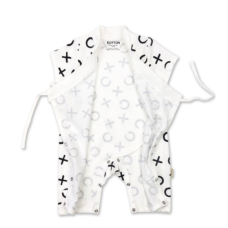 Organic Cotton Baby Romper Kimono Style - Black & White |  Eotton Canada