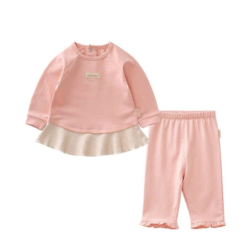Organic Ruffle T-shirt & Trousers Outfits for Baby Girl - EottonCanada