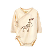 Load image into Gallery viewer, Organic Long Sleeve Bodysuit | Kimono Onesie for Infants - Zebra Theme | Eotton Canada
