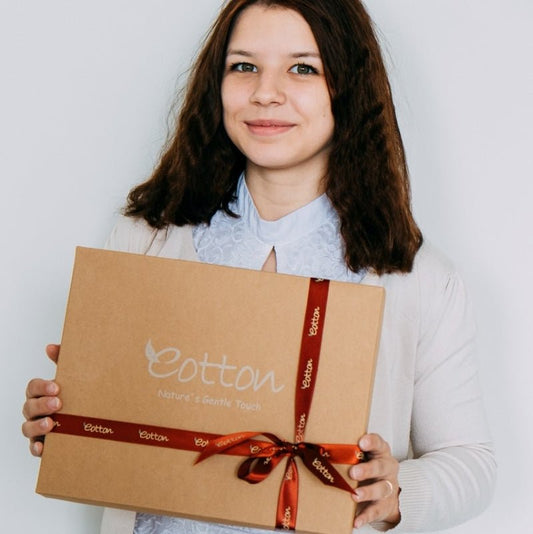 3-piece soft organic cotton baby towel set in nature-colored cream and brown designs | Eotton Canada