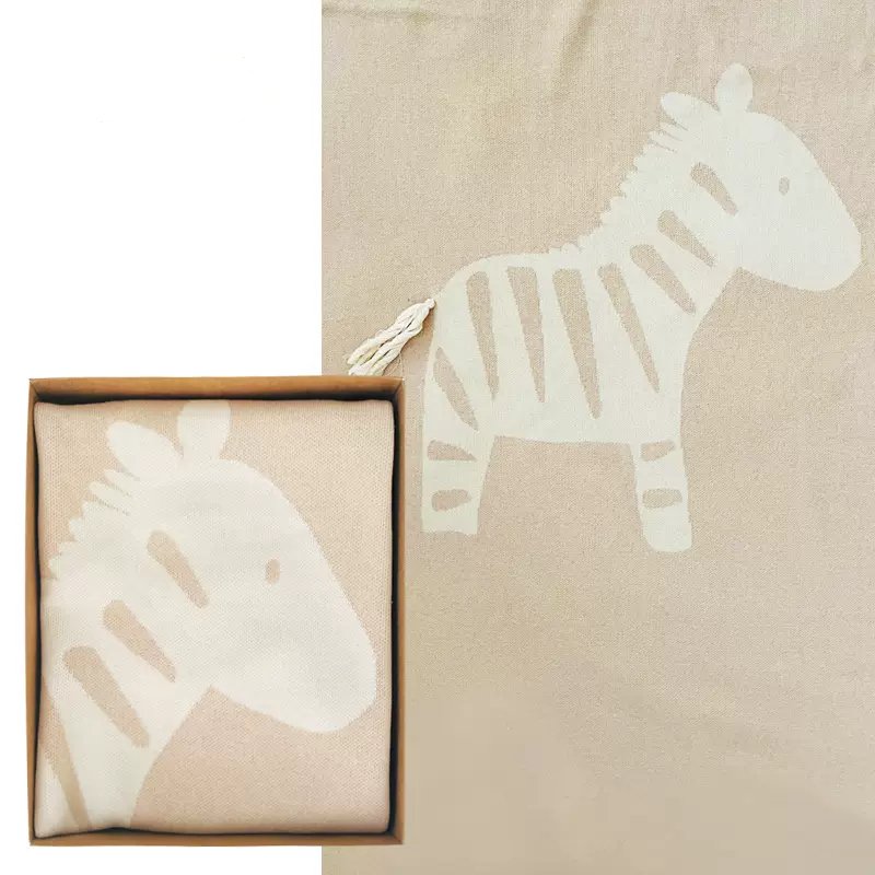 Best Organic Baby Knitted Blanket Zebra Design in Gift Box | Eotton Canada
