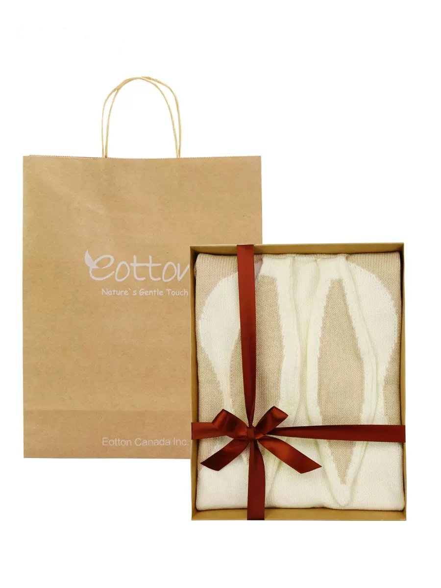 Organic Cotton Cable Knit Baby Blanket Gift Box | Eotton Canada