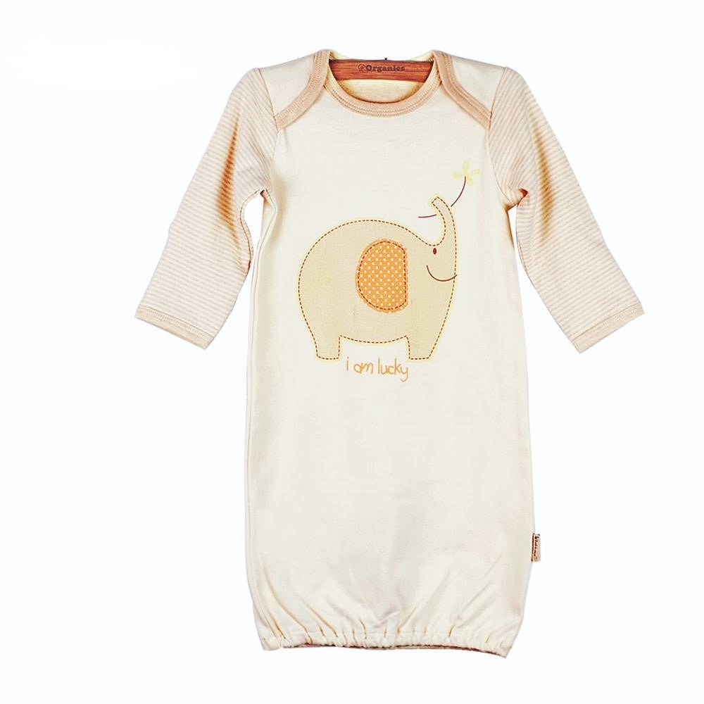 certified organic cotton infant gown in gender neutral colors 