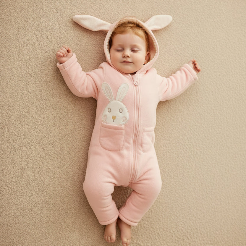 Organic Baby Girl Bunting Suit - Pink Padded Winter Snowsuit Canada