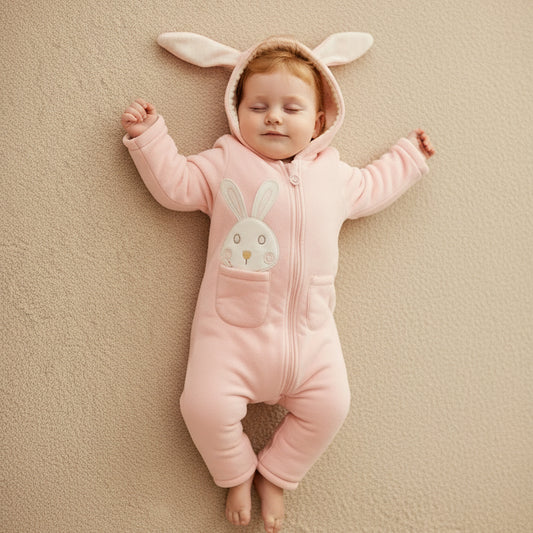 Organic Baby Girl Bunting Suit - Pink Padded Winter Snowsuit Canada