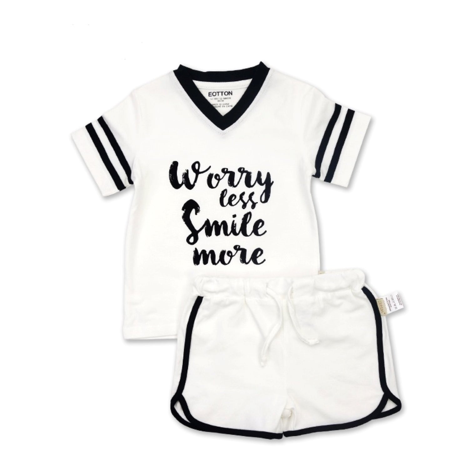 Detailed view of the functional front utility pockets and adjustable fabric drawstring on organic toddler sport shorts