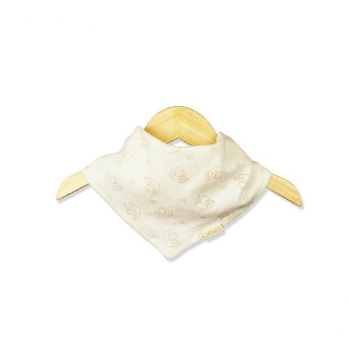A stylish baby wearing an organic bandana bib as a fashionable neck scarf | Eotton Canada
