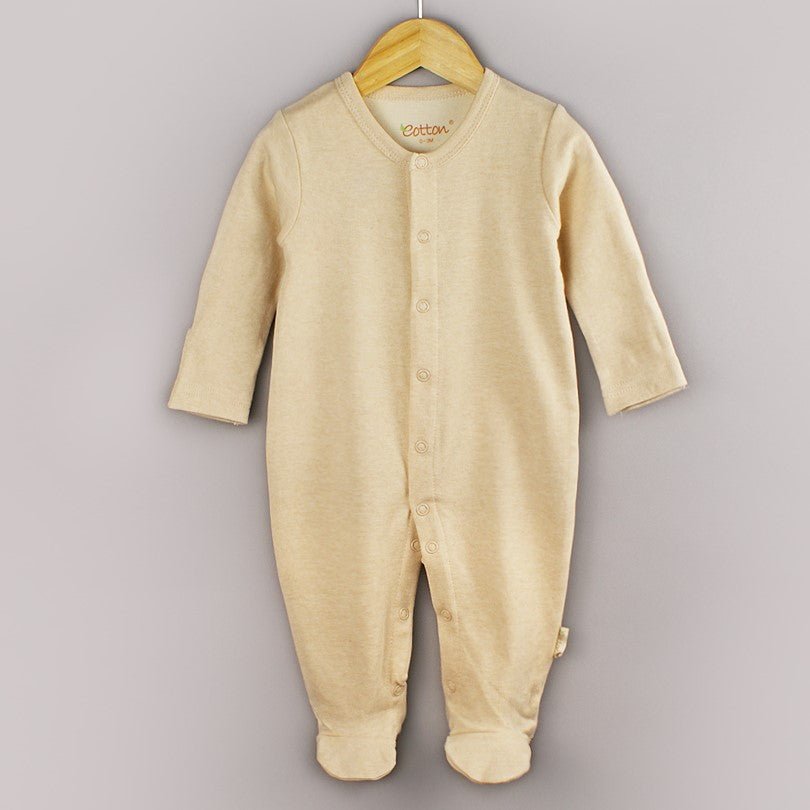 certified organic footed baby romper light caramel
