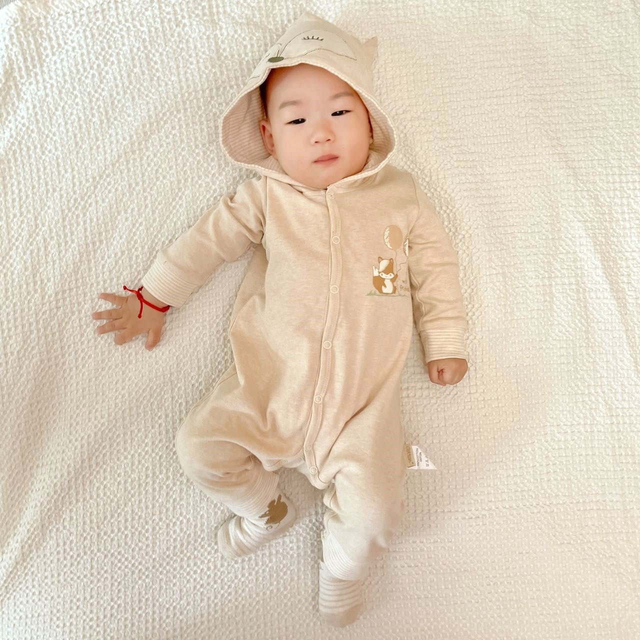 Organic Newborn Clothing: Baby Hooded Romper - Fox Theme