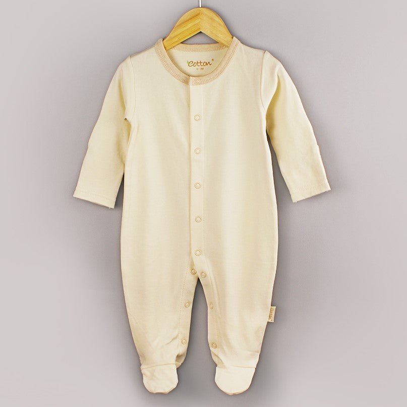 Organic baby sleeper made from premium unbleached natural colored cotton in nature white color