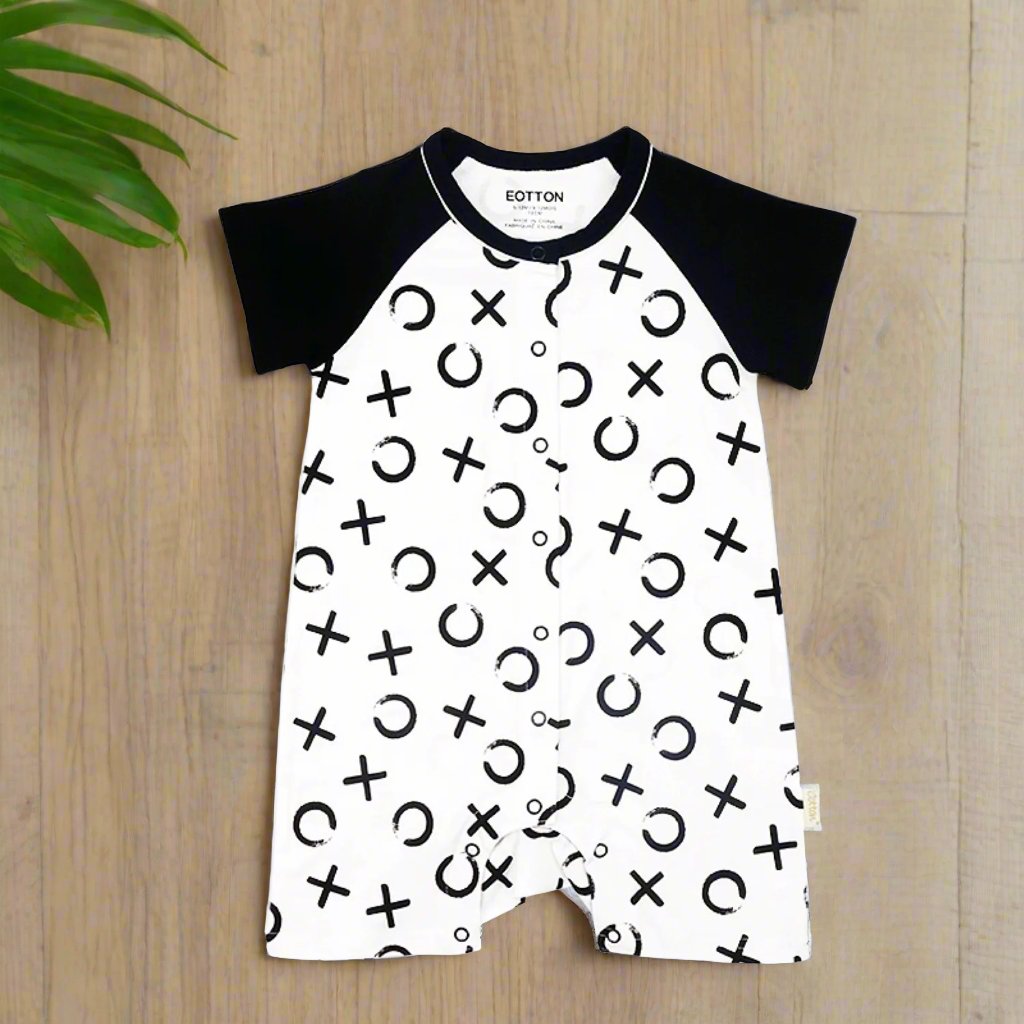 Baby Short Sleeve Romper: Organic Cotton Newborn Summer Clothing full ground print