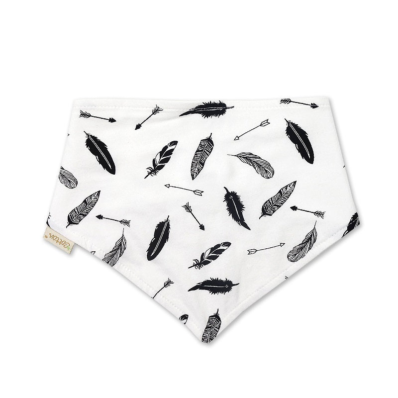 Detailed texture view of the soft double layer organic cotton stretch fabric on a monochrome infant accent scarf.