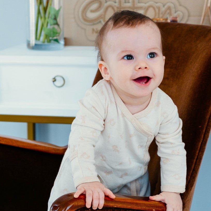 Organic cotton newborn sleeper romper