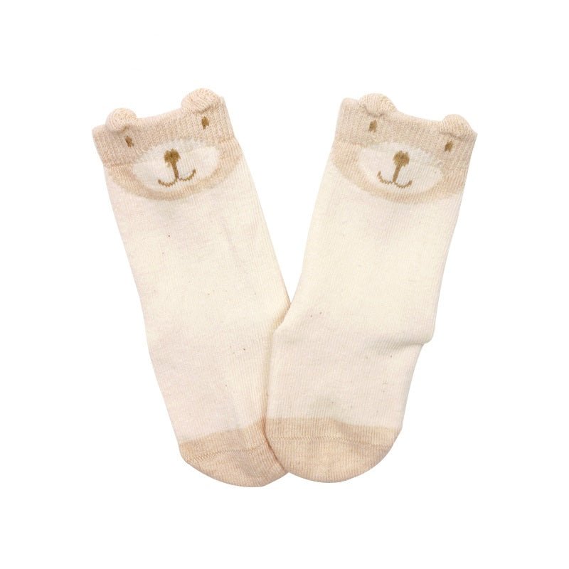 Organic Cotton Newborn Socks with Bear Design | Eotton Canada