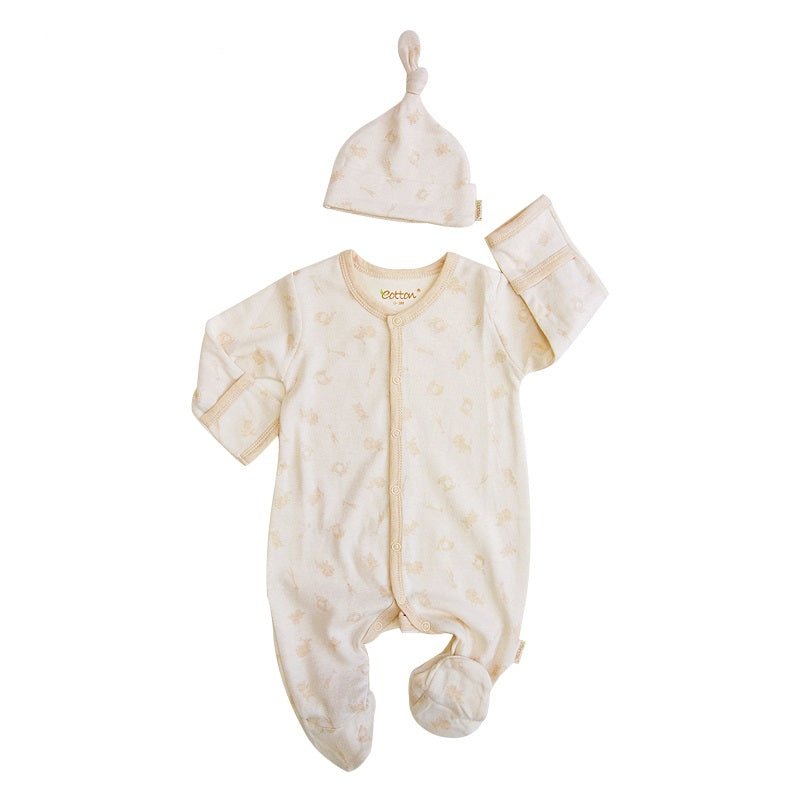 organic nature colored baby footed romper set