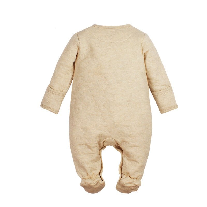 back detail of organic thermal baby footed romper