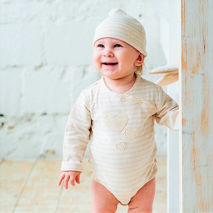 Soft eczema-friendly designer onesie from the Vibrant Collection in natural organic cotton  | Eotton Canada
