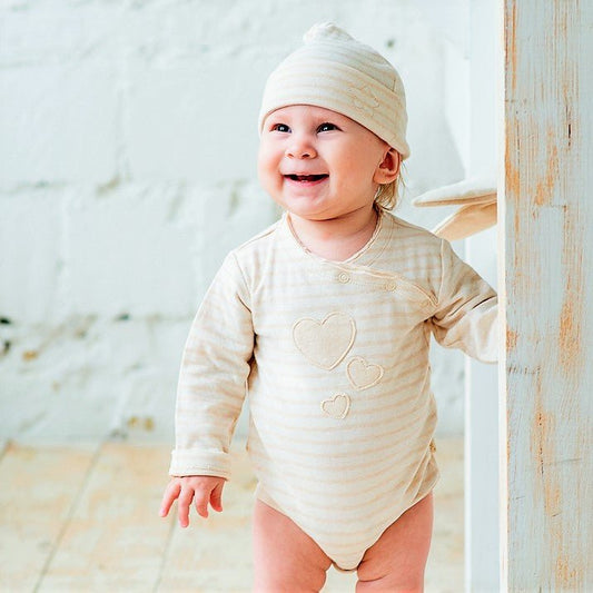 Soft eczema-friendly designer onesie from the Vibrant Collection in natural organic cotton  | Eotton Canada